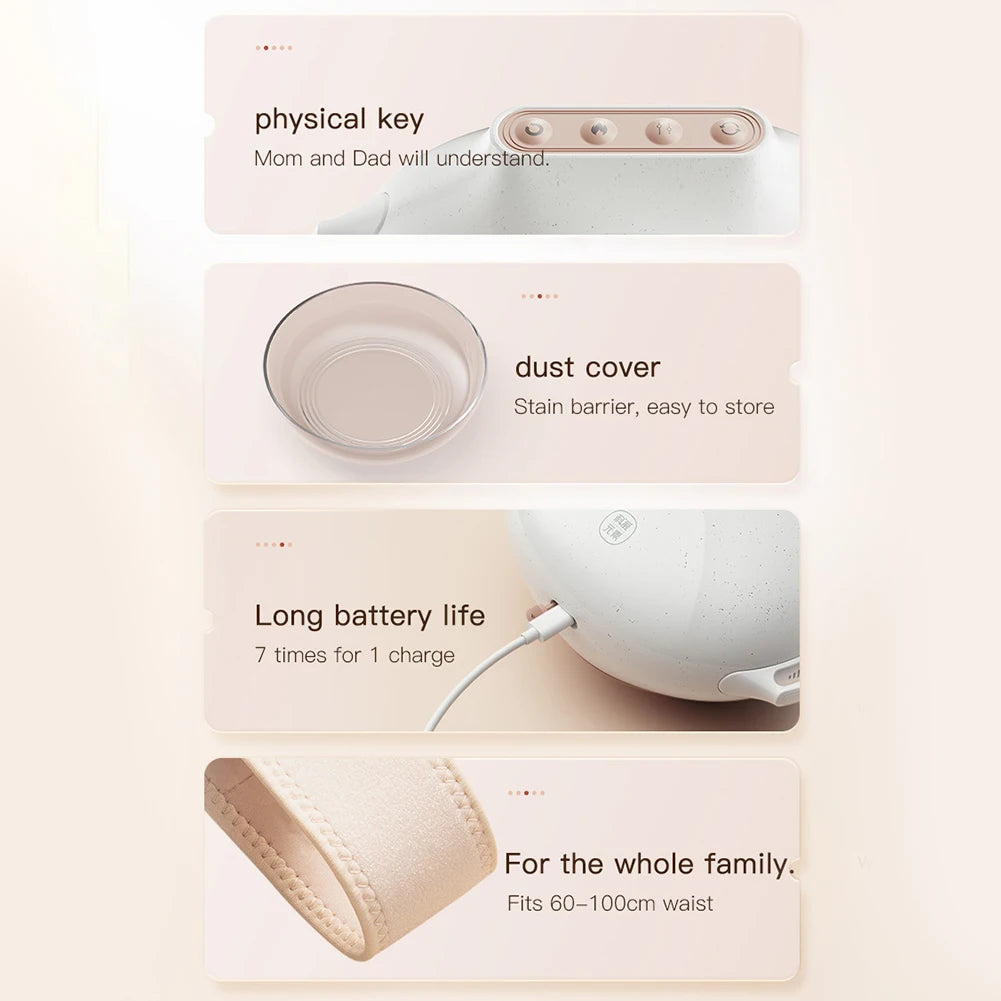 Elektrische Cellulite Buikmassager – 3-Niveau Bian Stone Tummy Kneedinstrument | Warmte, Rood Licht & Lymfedrainage
