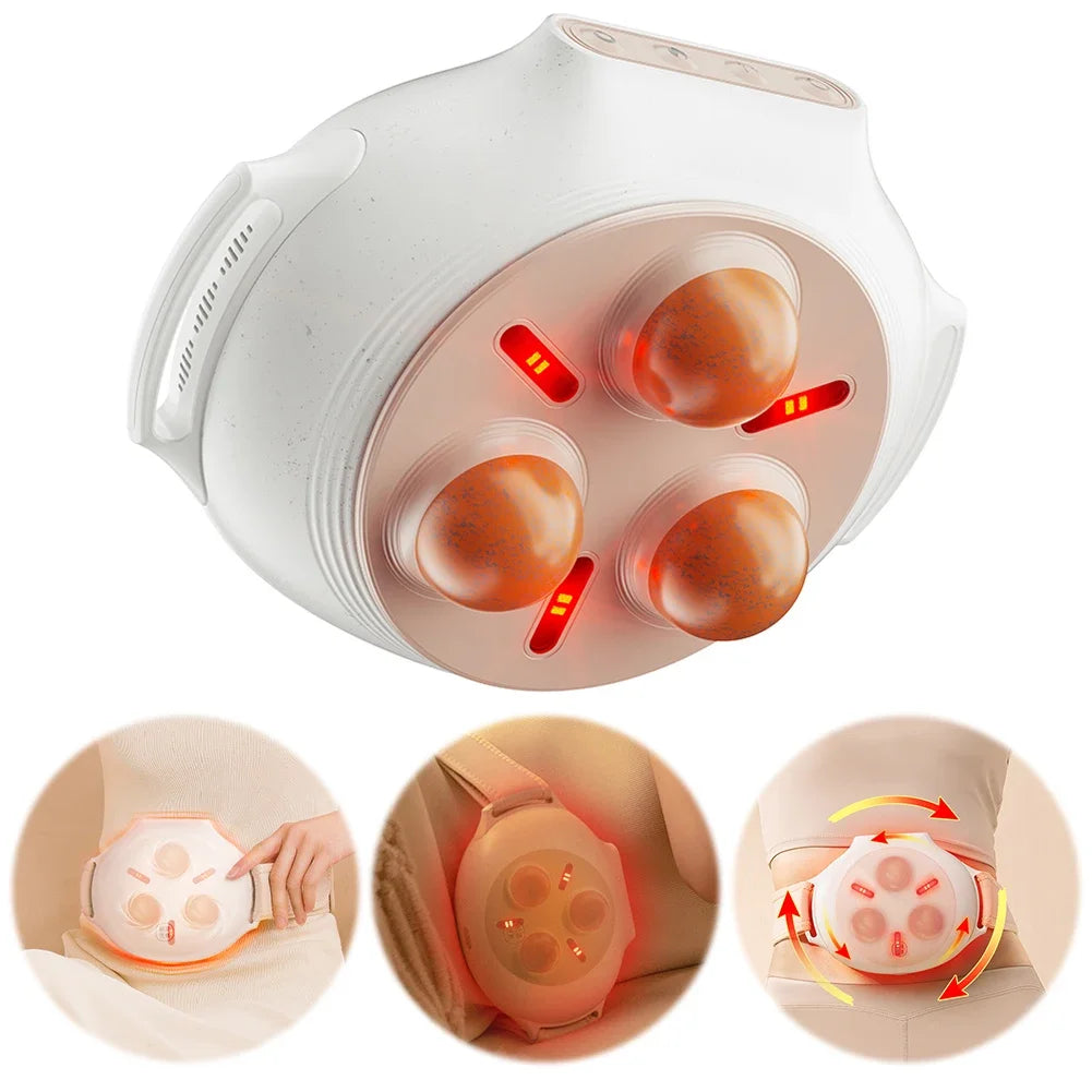 Elektrische Cellulite Buikmassager – 3-Niveau Bian Stone Tummy Kneedinstrument | Warmte, Rood Licht & Lymfedrainage