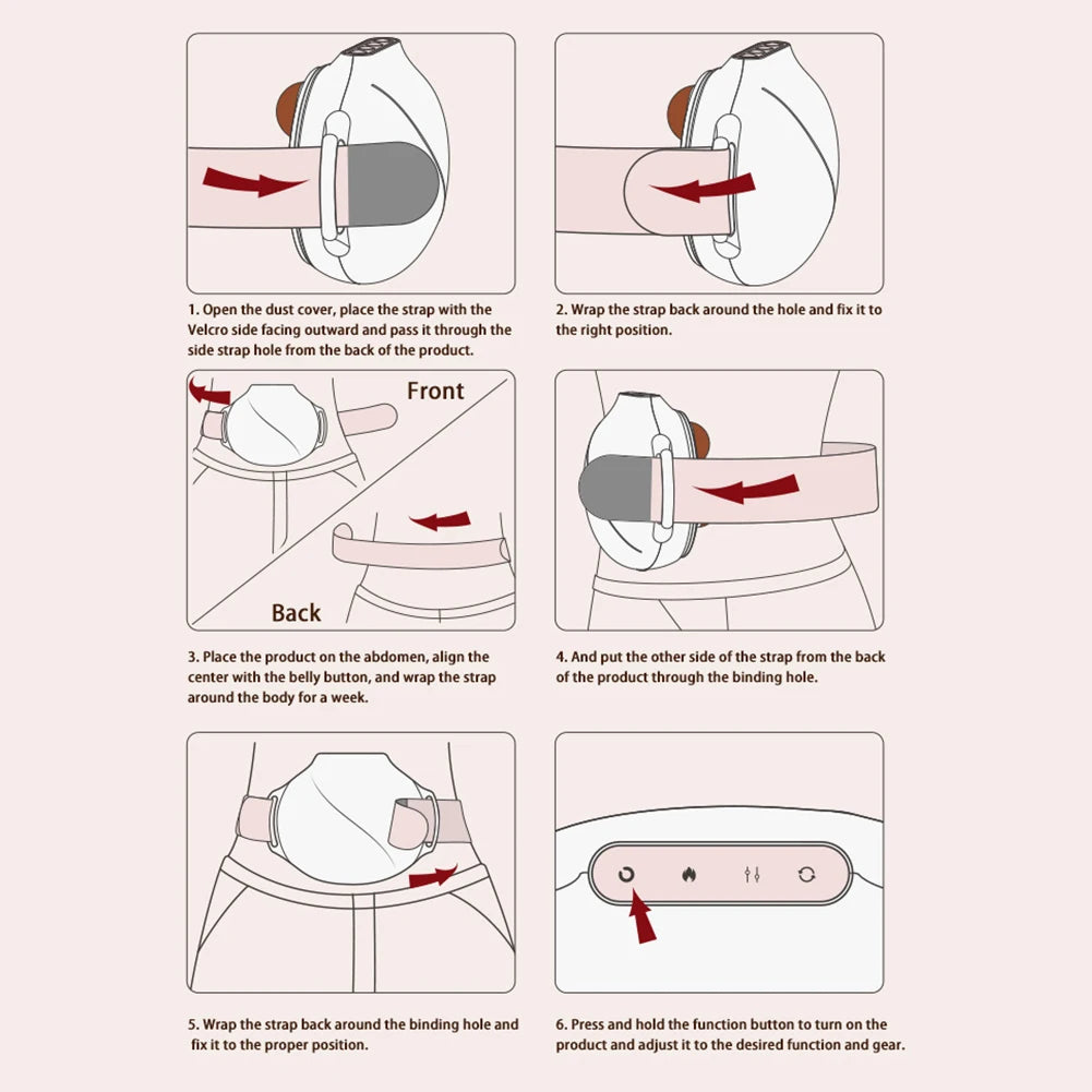 Elektrische Cellulite Buikmassager – 3-Niveau Bian Stone Tummy Kneedinstrument | Warmte, Rood Licht & Lymfedrainage