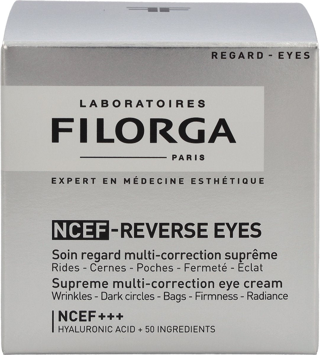 De verpakkingsdoos van de Filorga reverse eyes crème.