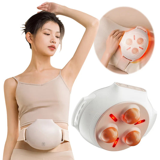 Elektrische Cellulite Buikmassager – 3-Niveau Bian Stone Tummy Kneedinstrument | Warmte, Rood Licht & Lymfedrainage