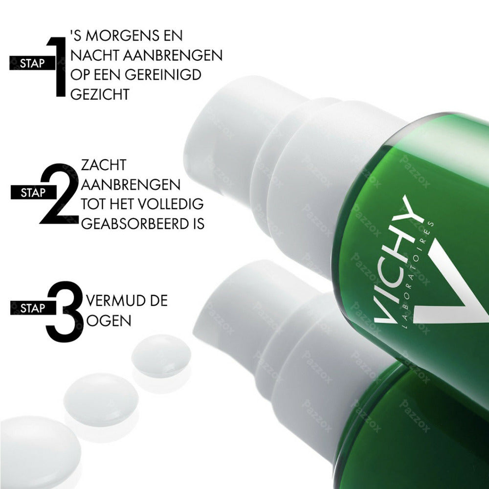 De gebruiksaanwijzing  van Vichy Normaderm in drie stappen.